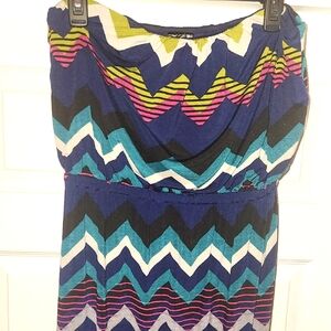 Colorful Chevron Strapless Dress